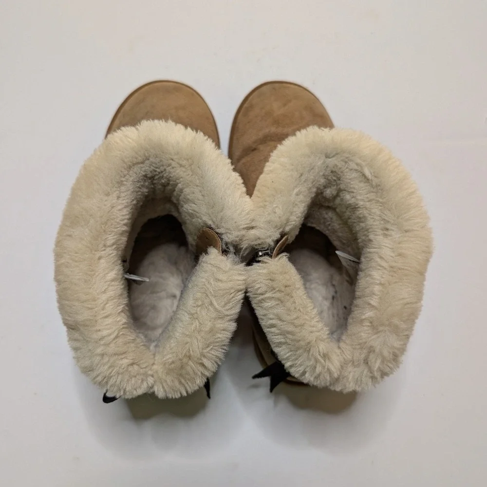 Lamo Womens Chestnut Suede Winter Boots Faux Fur Lined Bow Detail Size‎ 8